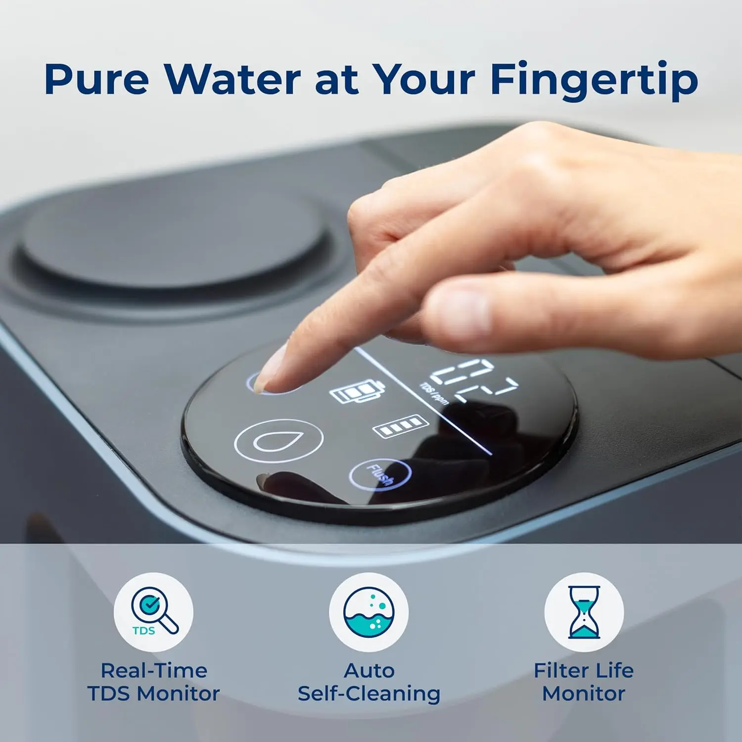 نظام تصفية المياه بالتناضح العكسي على سطح الطاولة T-LITE، تنقية 5 مراحل، 3:1 نقية للتصريف، منقي مياه محمول (لا يوجد فوري