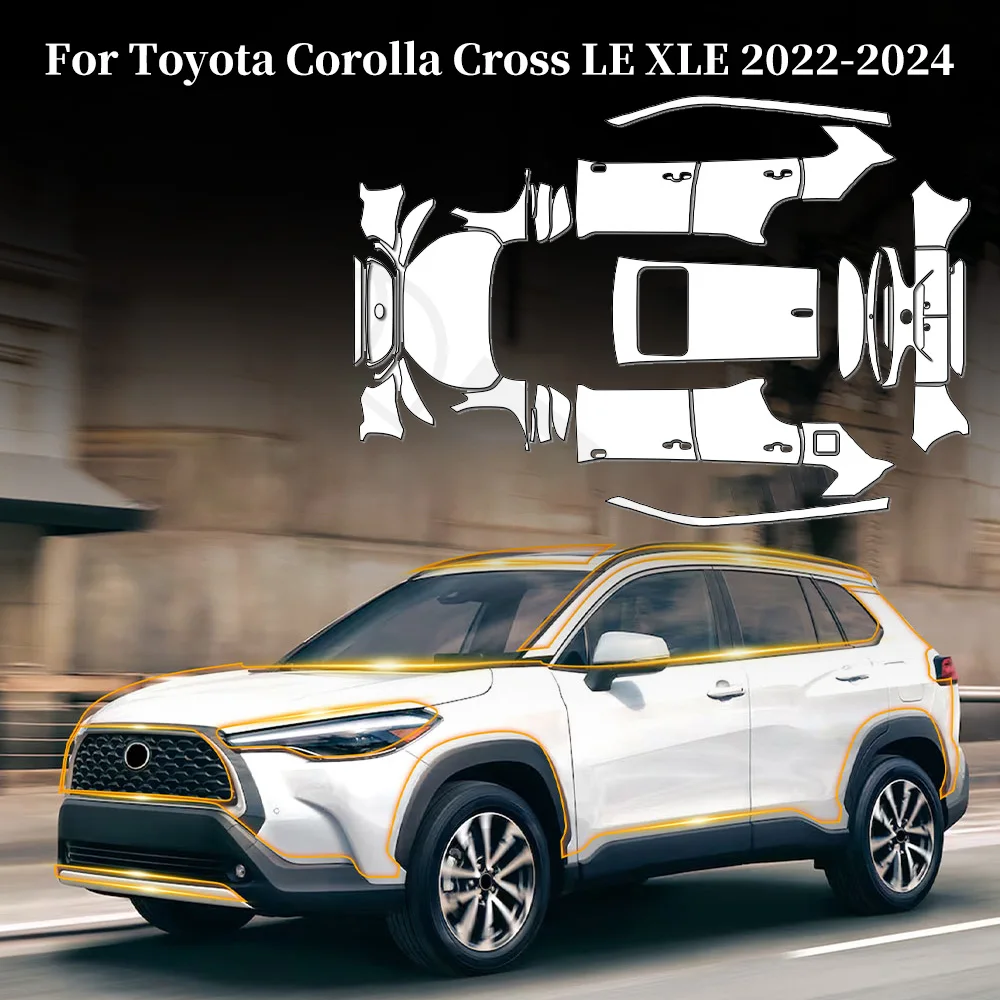 

For Toyota Corolla Cross LE XLE 2022-2024 TPU Paint Protection Film Pre-cut PPF Car Body Clear Bra Anti-Scratch Resistant Kit