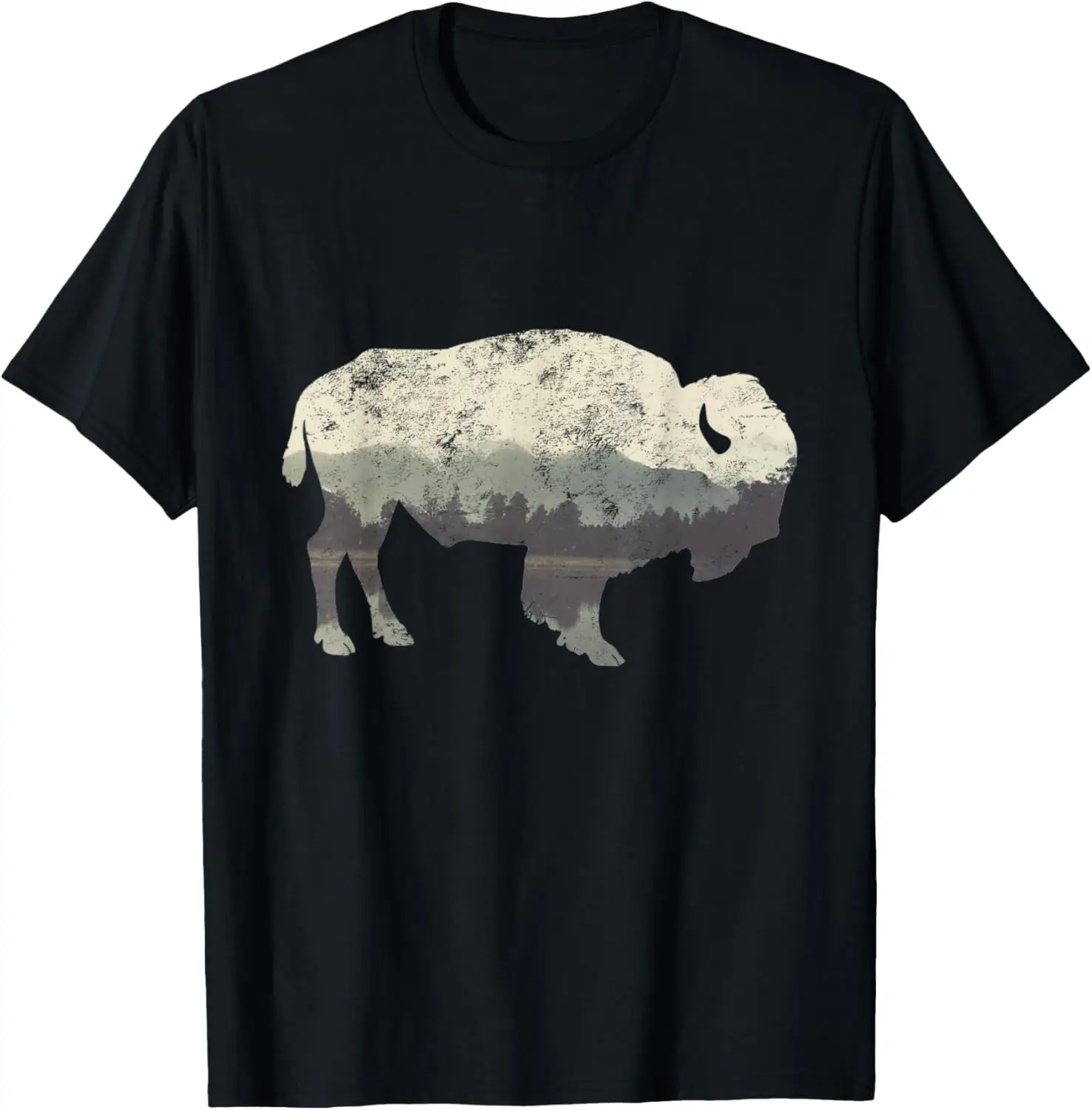 Vintage Distressed Design Buffalo T Shirt