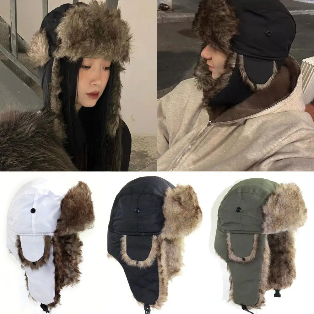 Russo Caldo Protezioni Per Le Orecchie Cappelli Unisex Trapper Bomber Cap Uomo Donna Trapper Cap Aviator Trooper Paraorecchie In Pelliccia Sintetica Paraorecchie Cappello