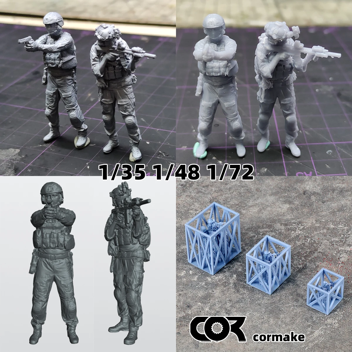 

1/35 1/48 1/72 Miniature Scale Model Kit Soldiers Figure Diorama, Unpainted Resin Modern US Special Forces Military Mini Figure