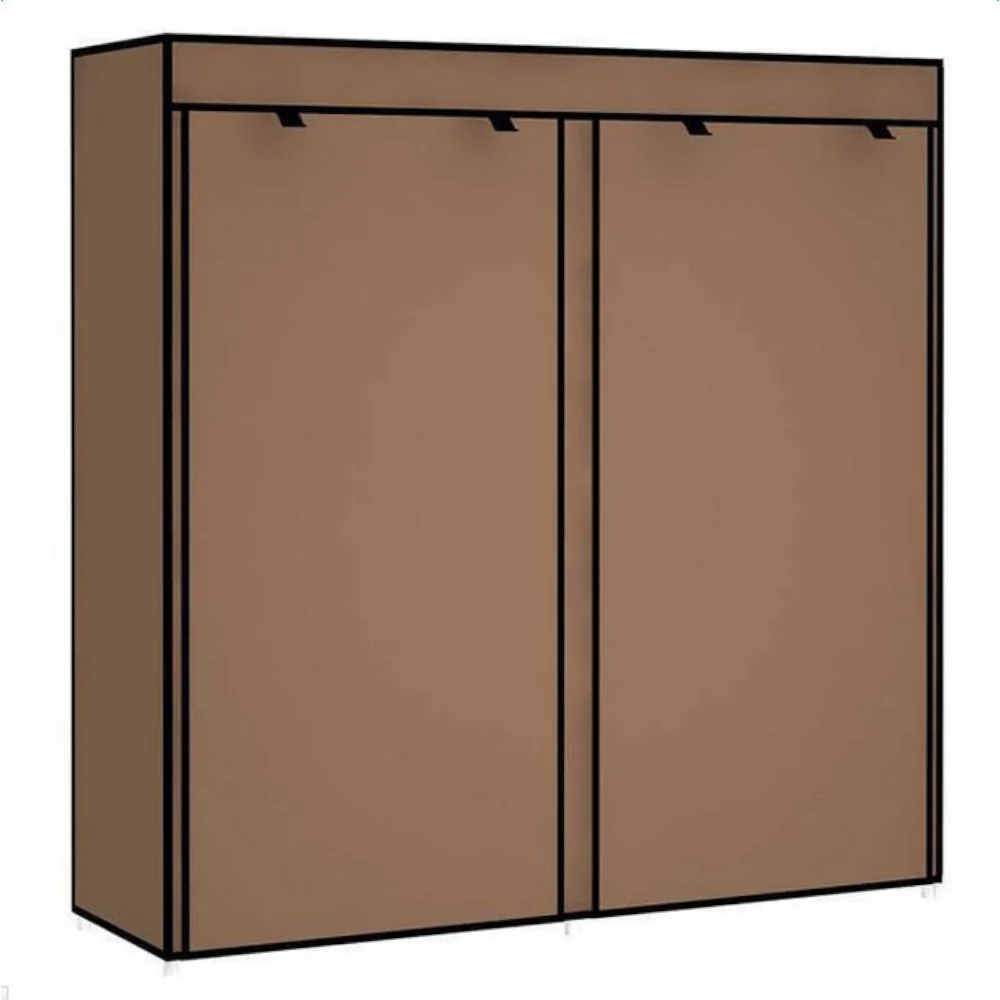 Double row 9-grid non-woven shoe cabinet in coffee color