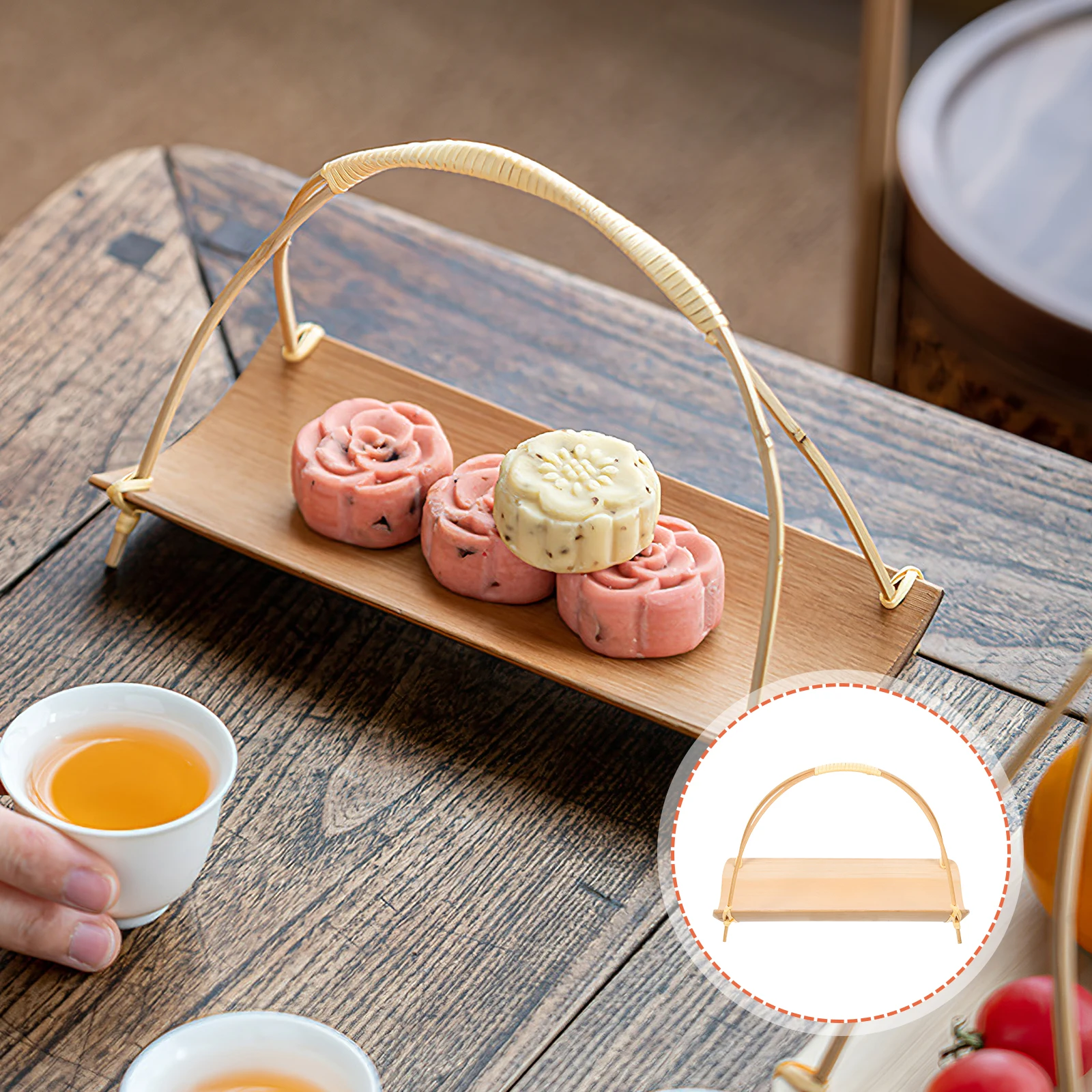 

Snack Basket Household Tray Food Fruit Dessert Platter Bamboo Trays for Serving
