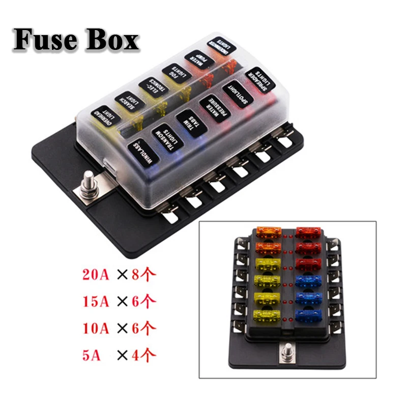 Ways Fuse Box LED Warning Indicator Car Boat Fuse Box Holder Fuse Holder Block & Ways Warning Indicator Power With Plastic Cover