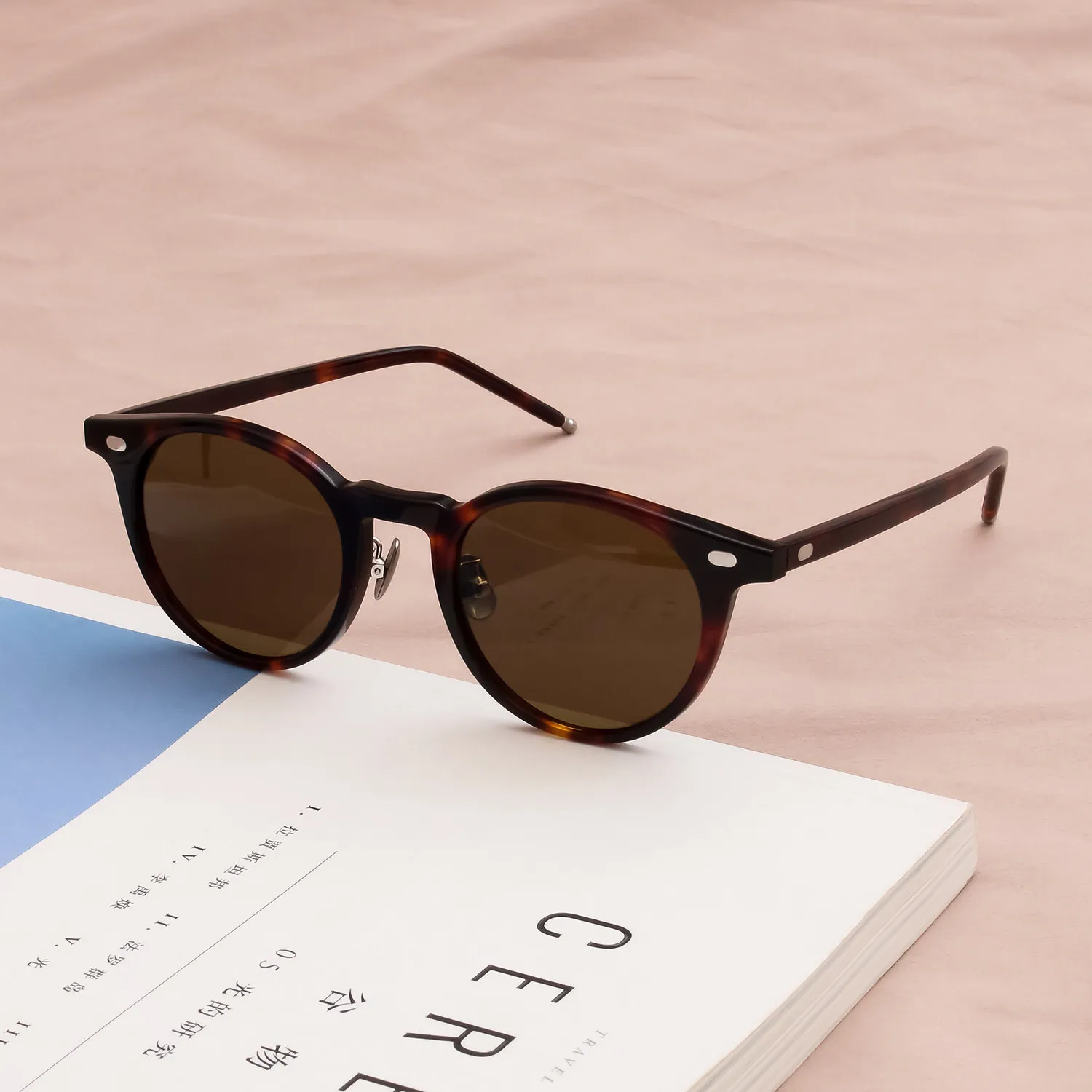 

Top Quality Vintage Round Polarized Sunglasses for Men Women Retro Acetate Sun Glasses UV400 Anti-ultraviolet Trendy Sunglass