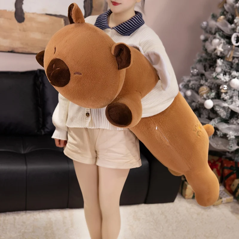 Kawaii Vleugels Capybara Lange Slaap Kussen Gevulde Capibara Plushie Pluizige Pop Zachte Sofa Kussen Dutje Slapen Speelgoed voor Thuis Bed