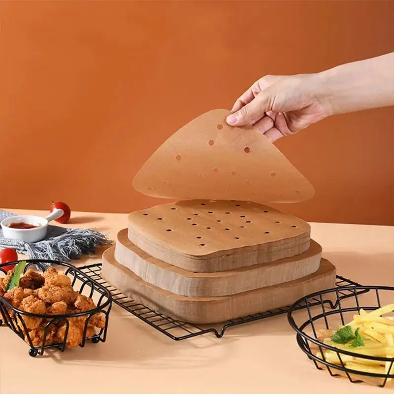100 Sheets Nonstick Parchment Paper Liners Square Air Fryer Perforated for Oil Proof Baking Roasting Steaming Food Release