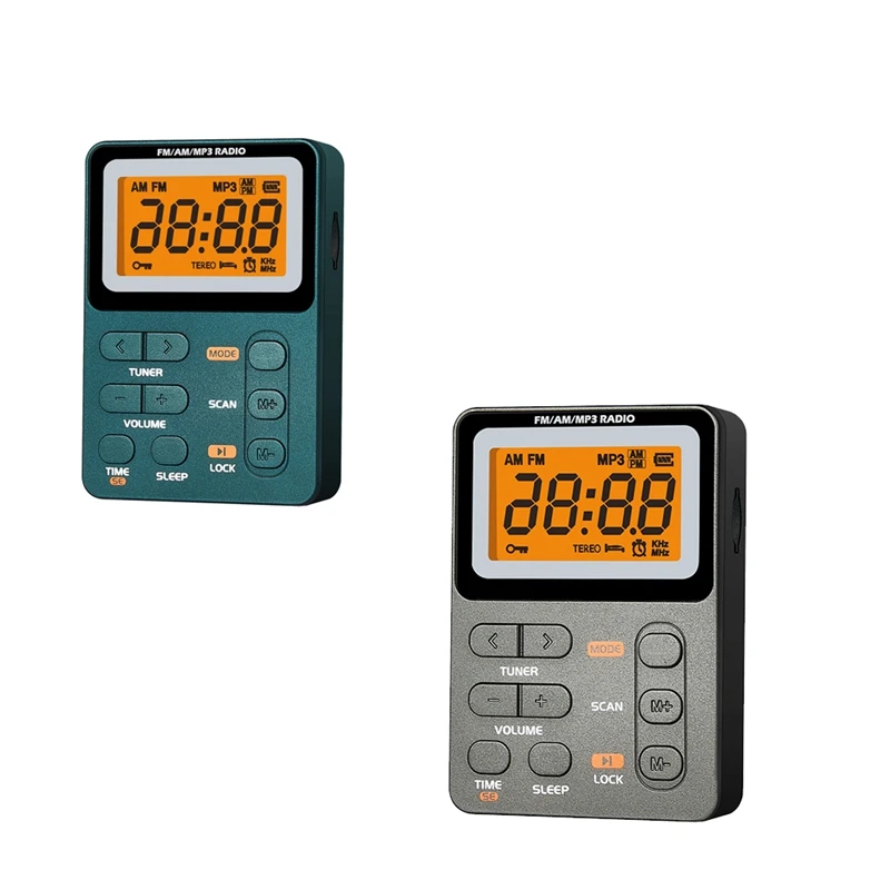 

Multifunctional LED Display AM FM Pocket Radio Portable Radio Type-C Charging 3.5Mm Jack For Sports Outdoor Easy To Use Green