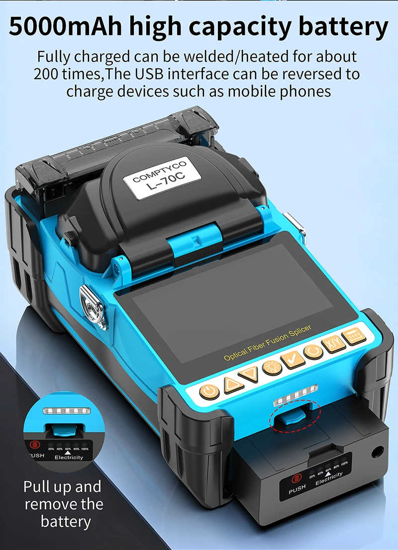 AUA-15F/L-70C Mini Fiber Optic Fusion Splicer Touch Screen 6 Motors SM/MM Optica