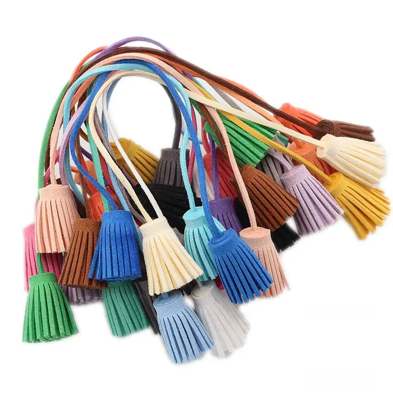 5Pcs 3cm Pull Ring Double Head Faux Leather Tassels Fringe Bang Leather Tassel Trim Key Tassel For DIY Pendant Accessories