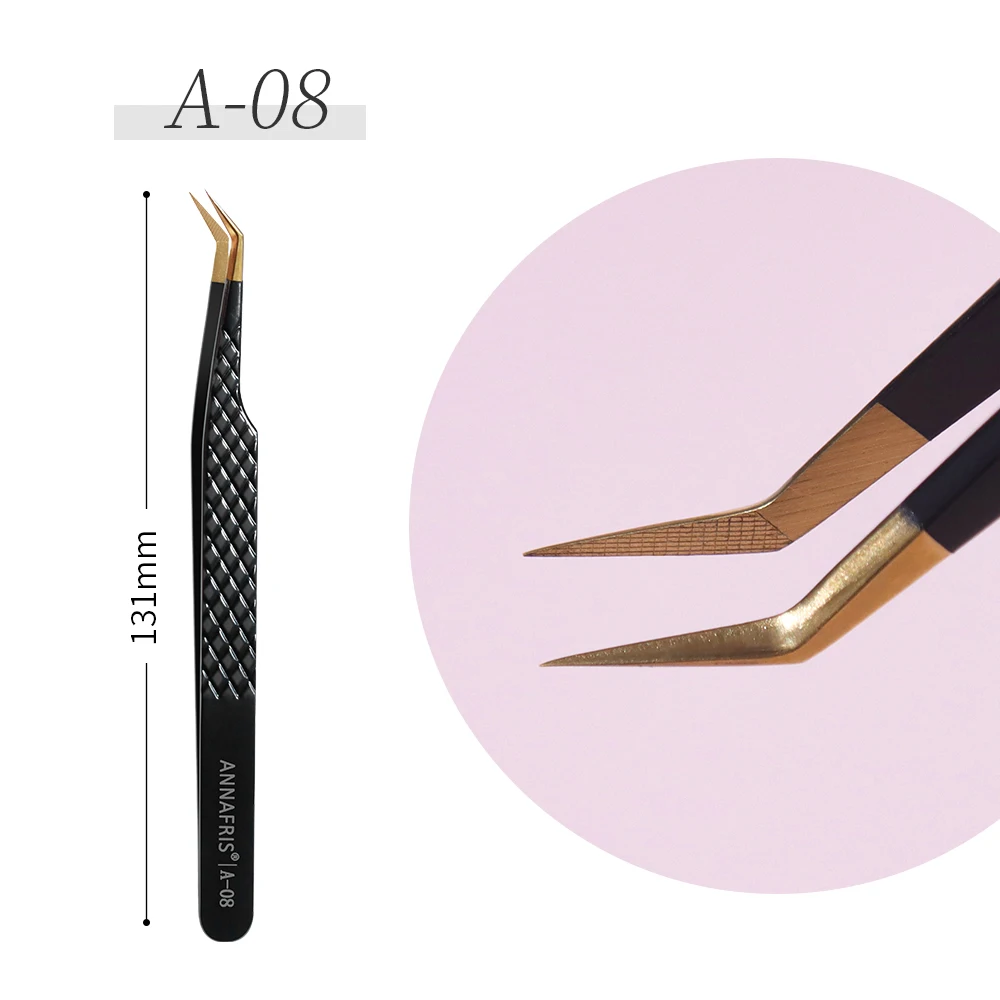 ANNAFRIS High-end Fiber Tip Lash Pincet Roestvrij Staal Rechte Kop Gebogen Tip Wimper Extension Pincet Makeup Tools