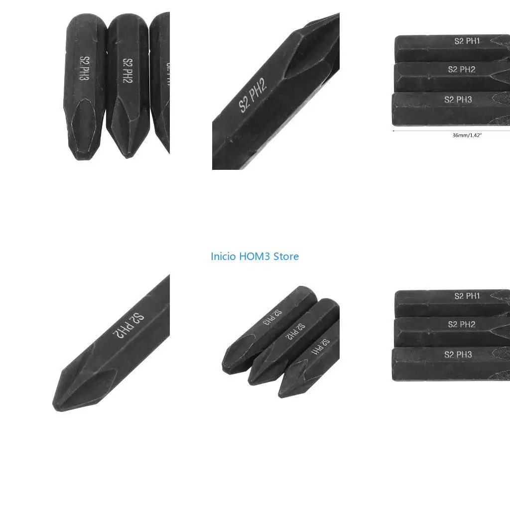 A5YD 3 Pieces Replaceable Screw Impact Bit Strong Bit PH1 / PH2 / PH3
