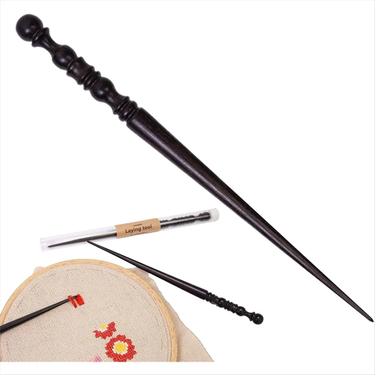 AT16 Laying Tool for Needlepoint Wooden Quilting Thread Guide Handheld Pressing for Studio Home Traveling