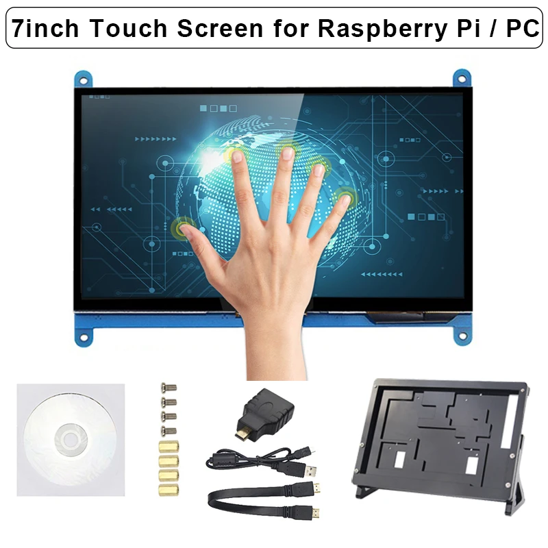 7 Inch IPS Touch Screen Raspberry Pi 4 LCD 1024 × 600/800 × 480 Display for Raspberry Pi 3B+ 3B Jetson Nano PC Laptop Free Drive