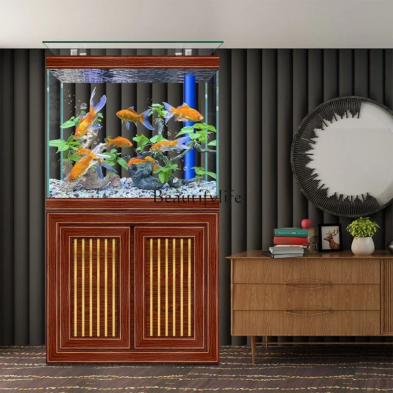 Customized Large Light Luxury Bottom Filter Ultra-White Glass Aquarium Living Room Floor Partition Wall