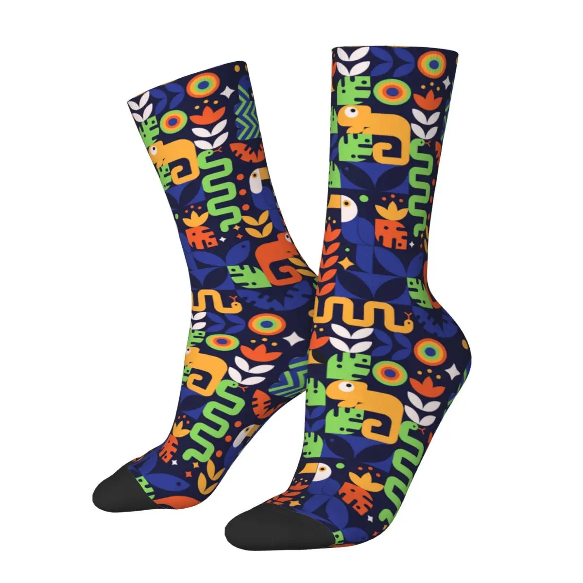 Hornbills And Snakes Sock Printed Man Polyester