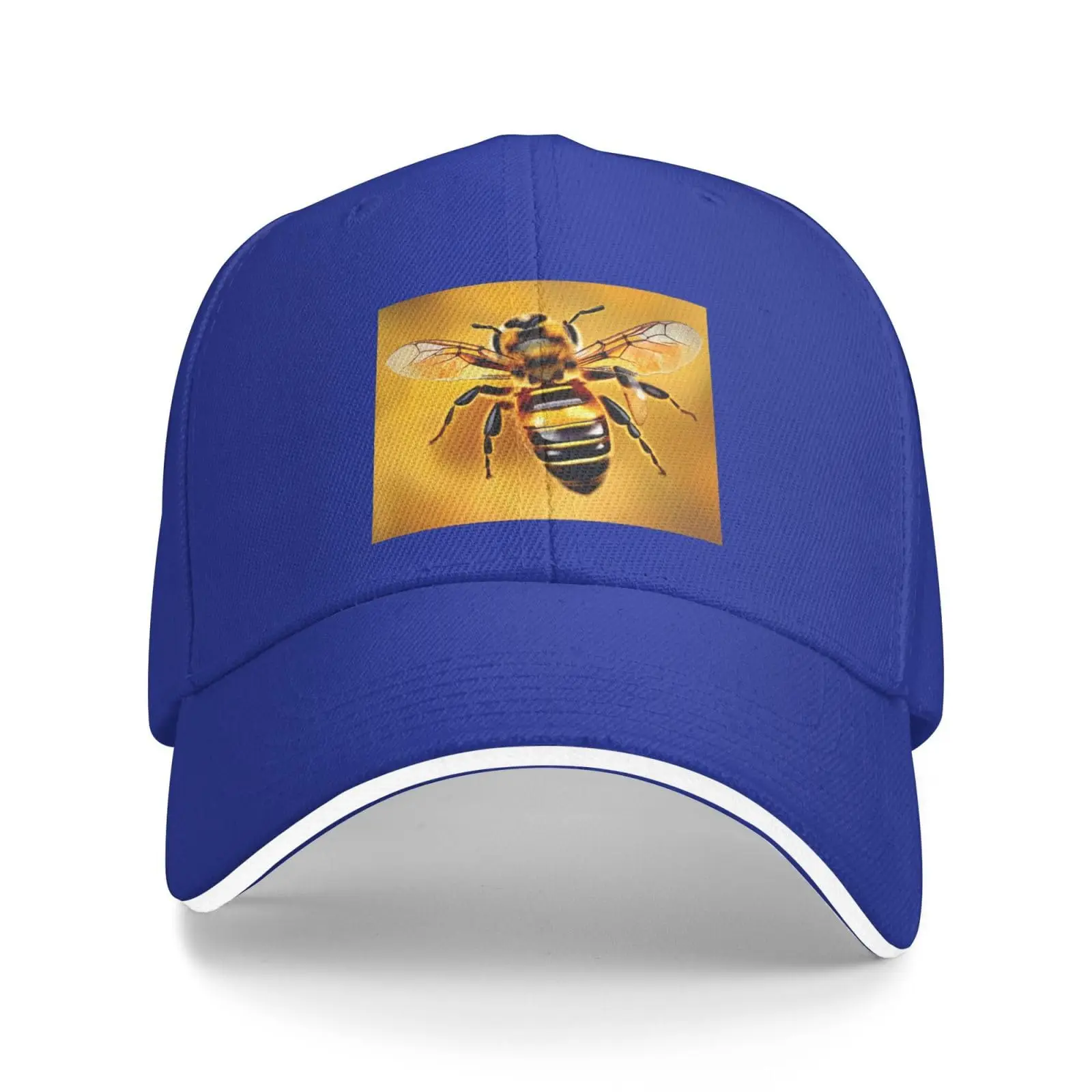 Honey Bee Print Sandwich Baseball Cap Classic Baseball Cap Adjustable Fashion Outdoor Cap