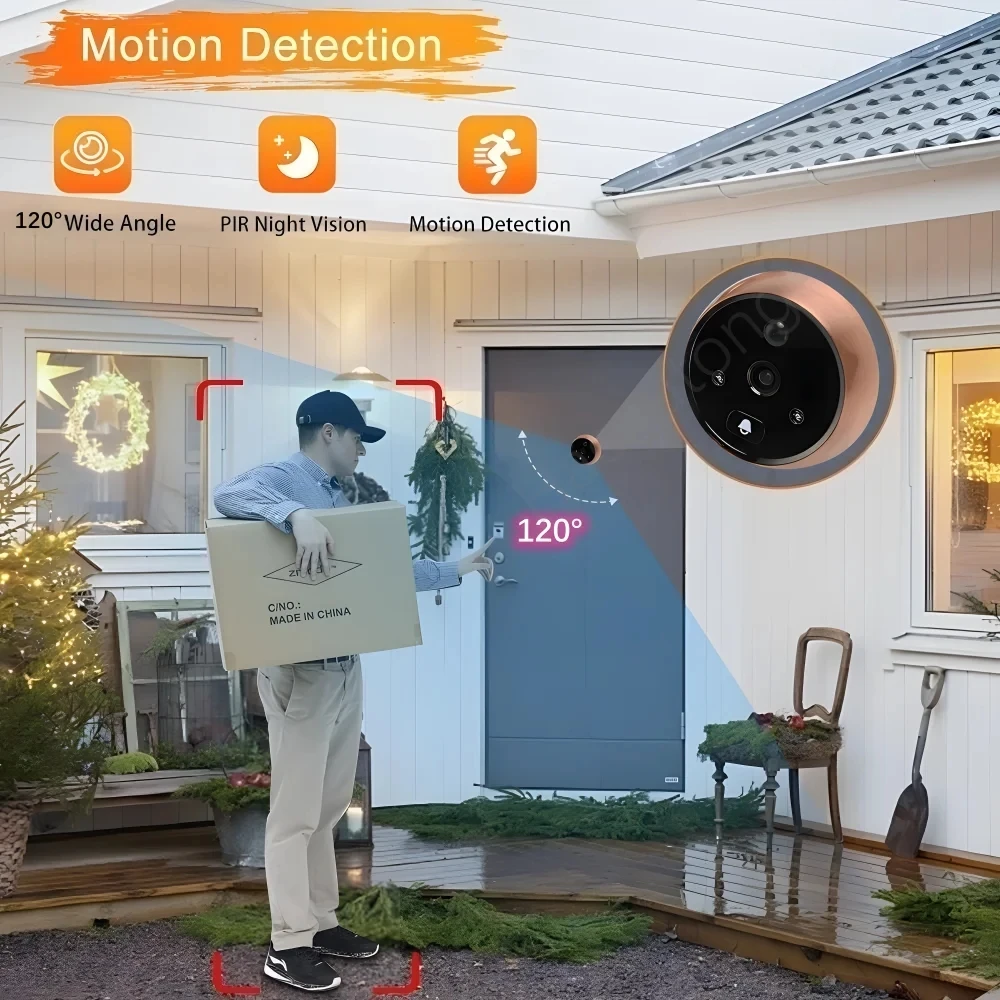 4.3 Inch Smart Digital Door Viewer Peephole Camera PIR Motion Detection Video Door Magic Eye Ring Doorbell Built 4000mAh Battery