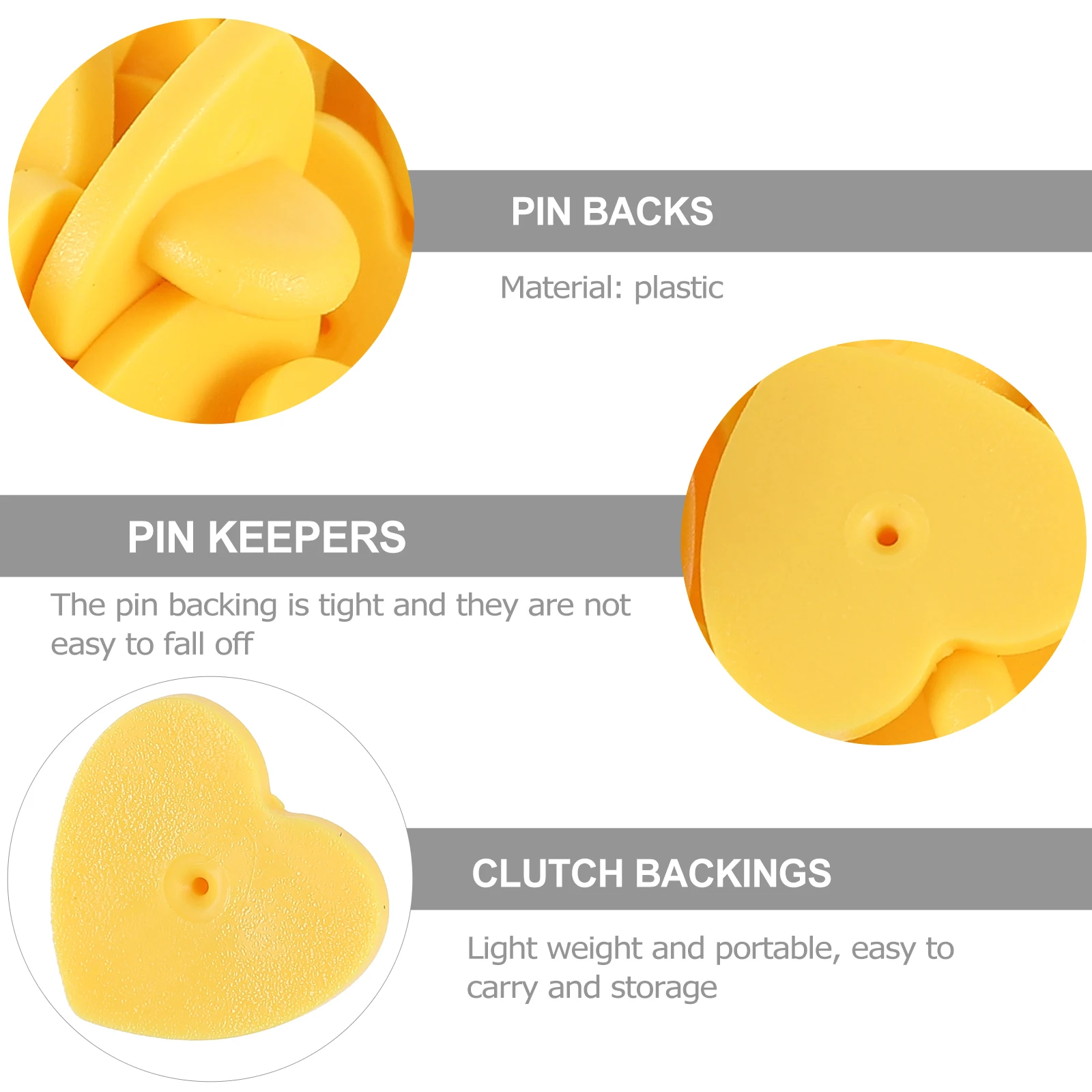 

100Pcs Heart Shaped Pin Caps Durable Pin Back Keepers for Lapel Pins Tie Tacks Badge Holders Lightweight Portable