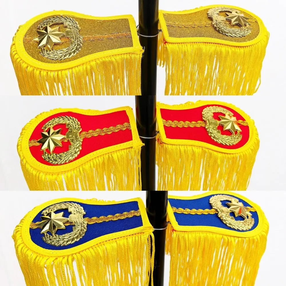Smooth Satin Fabric Epaulettes Imitation Metallic Tassels Alloy Decorative Emblems Tassel Epaulettes Lightweight