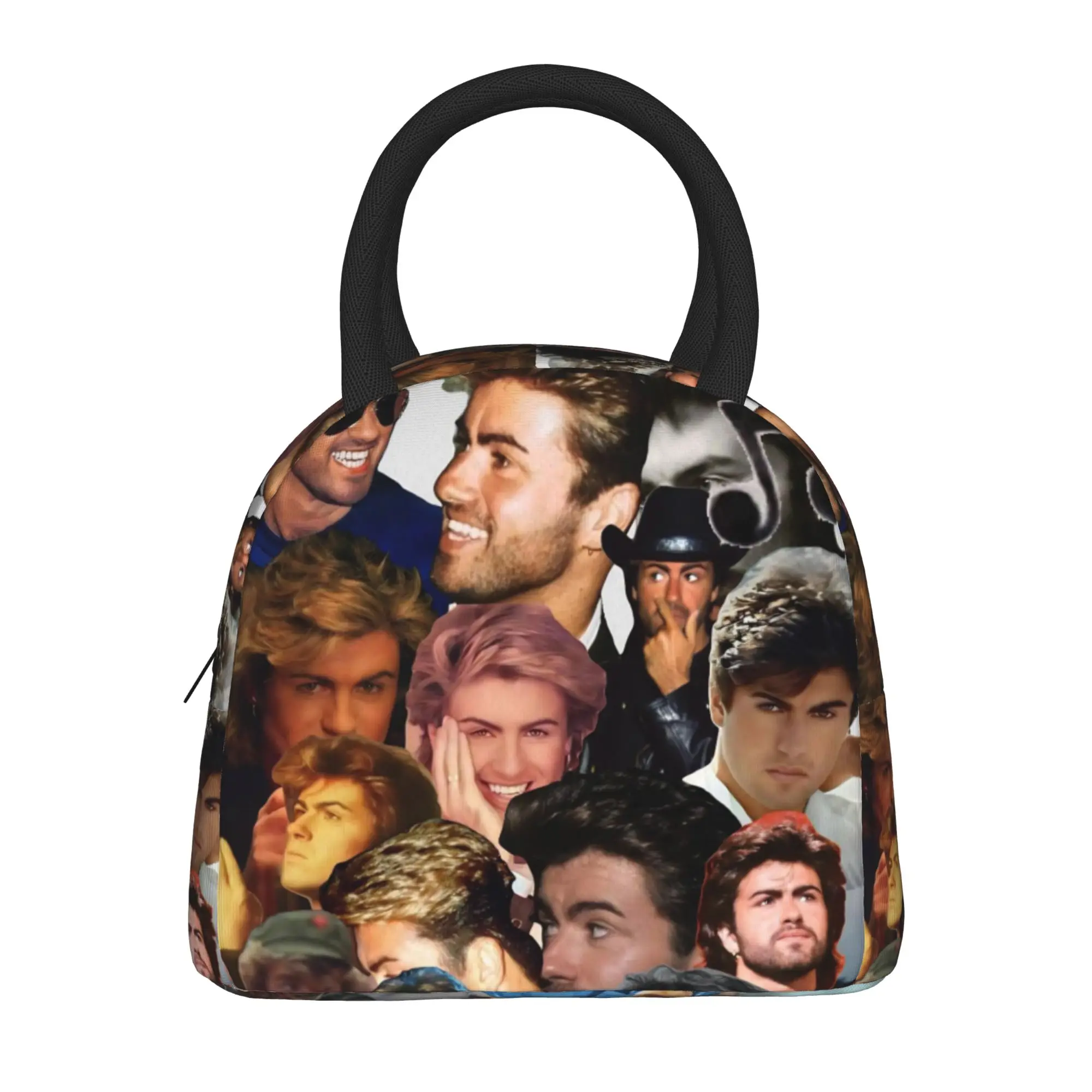George Michael British Singer Lunch Bag  Travel Lunch Box For Child Cute Designer Tote Food Bags Oxford Convenient Cooler Bag