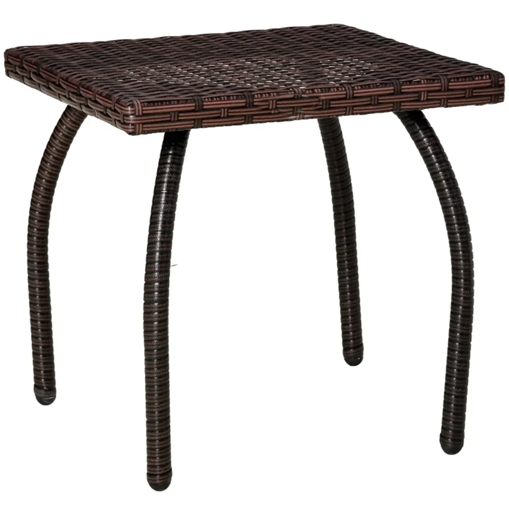 

Outdoor Side Table, Small Square Rattan End Table, All-Weather Material Coffee Table For Garden, Balcony, Backyard,