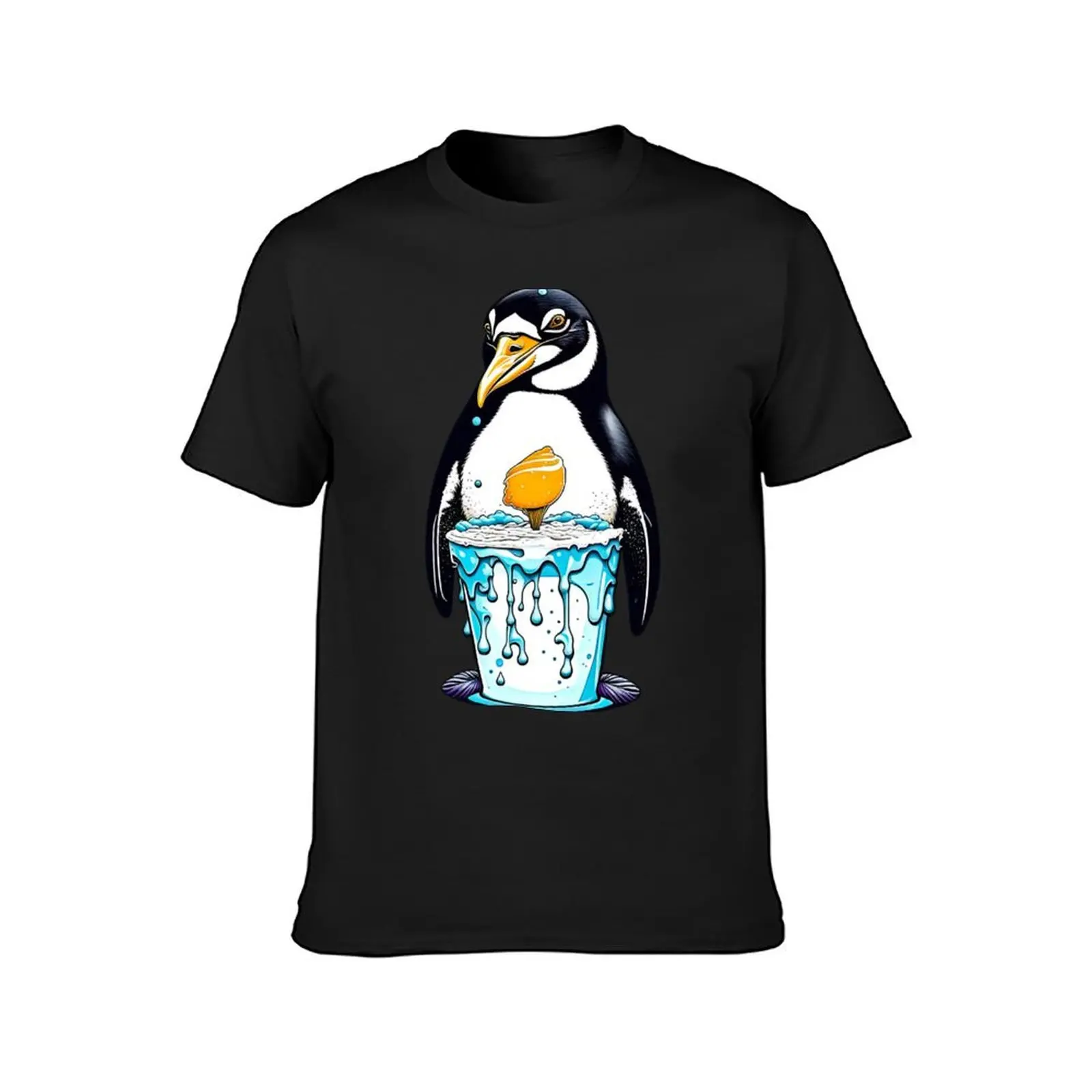 Ice Cream Penguin T-Shirt boys animal print customs plus size tops anime mens big and tall t shirts