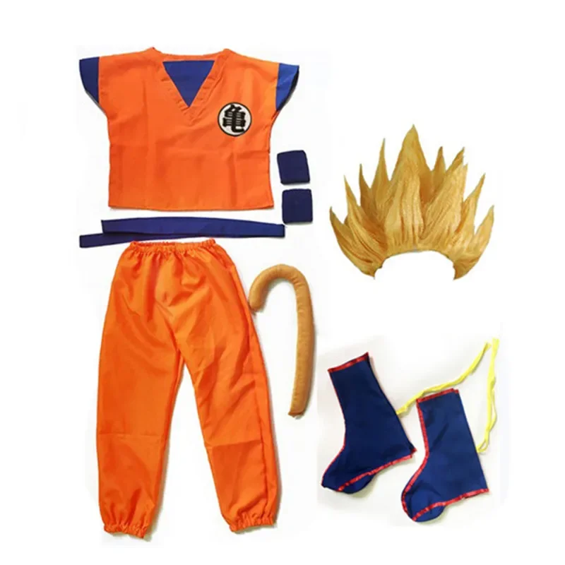 Findpitaya-Disfraz de Goku para niños, cosplay de Halloween con peluca