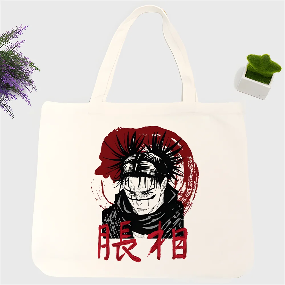 Bolsa de ombro de lona impressa feminina Harajuku feminina, de grande capacidade, ecológica, compradora ambiental, desenho animado gráfico, jujutsu kaisen, jjk choso