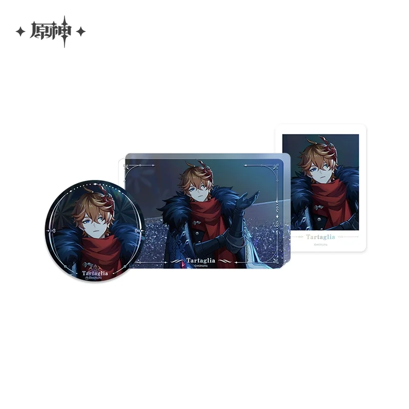 Sunsyea Official Genshin Impact Merch From miHoYo Tartaglia Series Brooch Cards Ornament Headgear Colord Board Cards Mirror