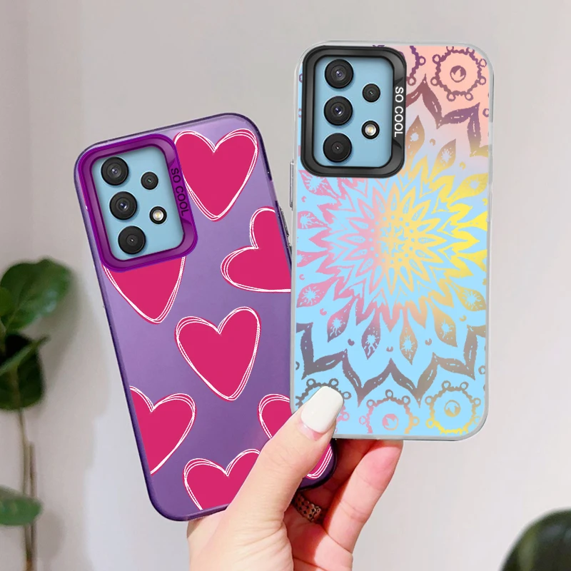 Luksusowe etui Love Heart do Samsung Galaxy A32 4G Wstrząsoodporny miękki zderzak Hard IMD Back Fundas do Samsung A 32 Shell Butterfly