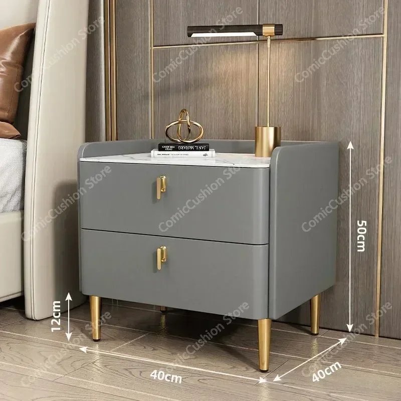 Luxury 2/3 Drawers Solid Wood Bedside Table Storage Dresser Cabinet Nightstands Slate Mini Night Stands for Bedroom Furniture