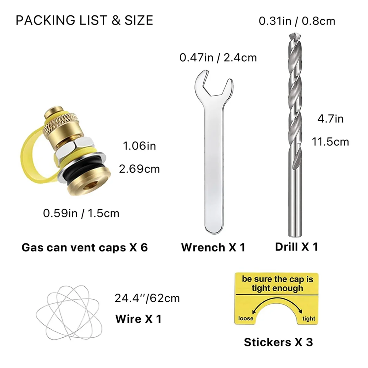 Gás Combustível Pode Vent Caps, 6 Pack, Kit de Atualização, Usado para Todos Tanque De Combustível Jarro De Água Melhora O Fluxo