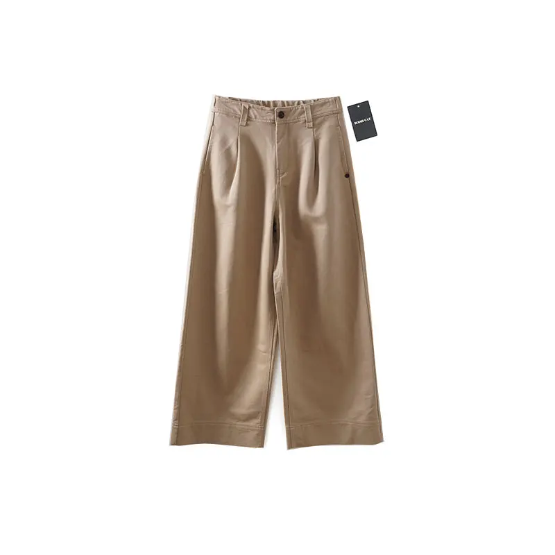 

Slimming Wide Leg Pants Bodhl Casual High Waist Korean Sle Women's Faion Cotton Blend Long Trousers