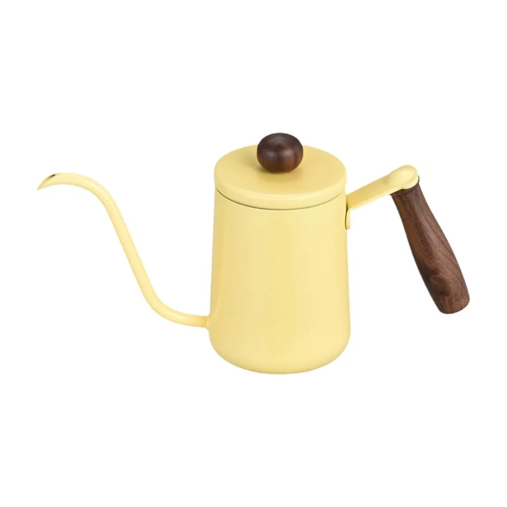 600ML Pour Over Coffee Kettle Stainless Steel Wood Handle Drip Filter Coffee Maker Temperature Meter Anti-scald