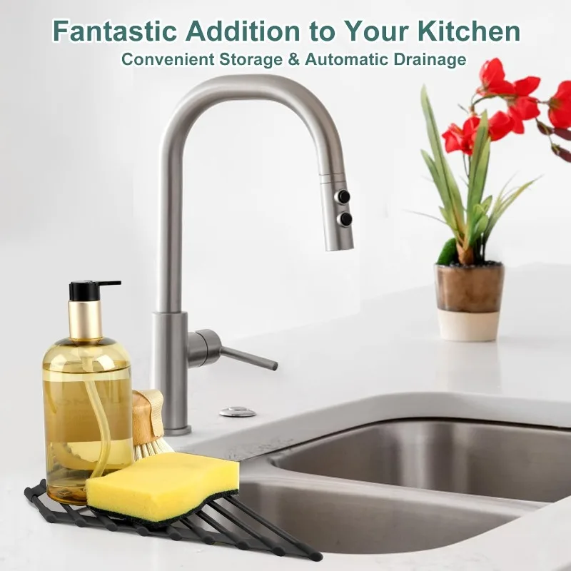 Foldable Kitchen Sink Water Filter Rack Triangular Sink Storage Rack Drain Rack Stainless Steel Storage for Bowls and Chopsticks