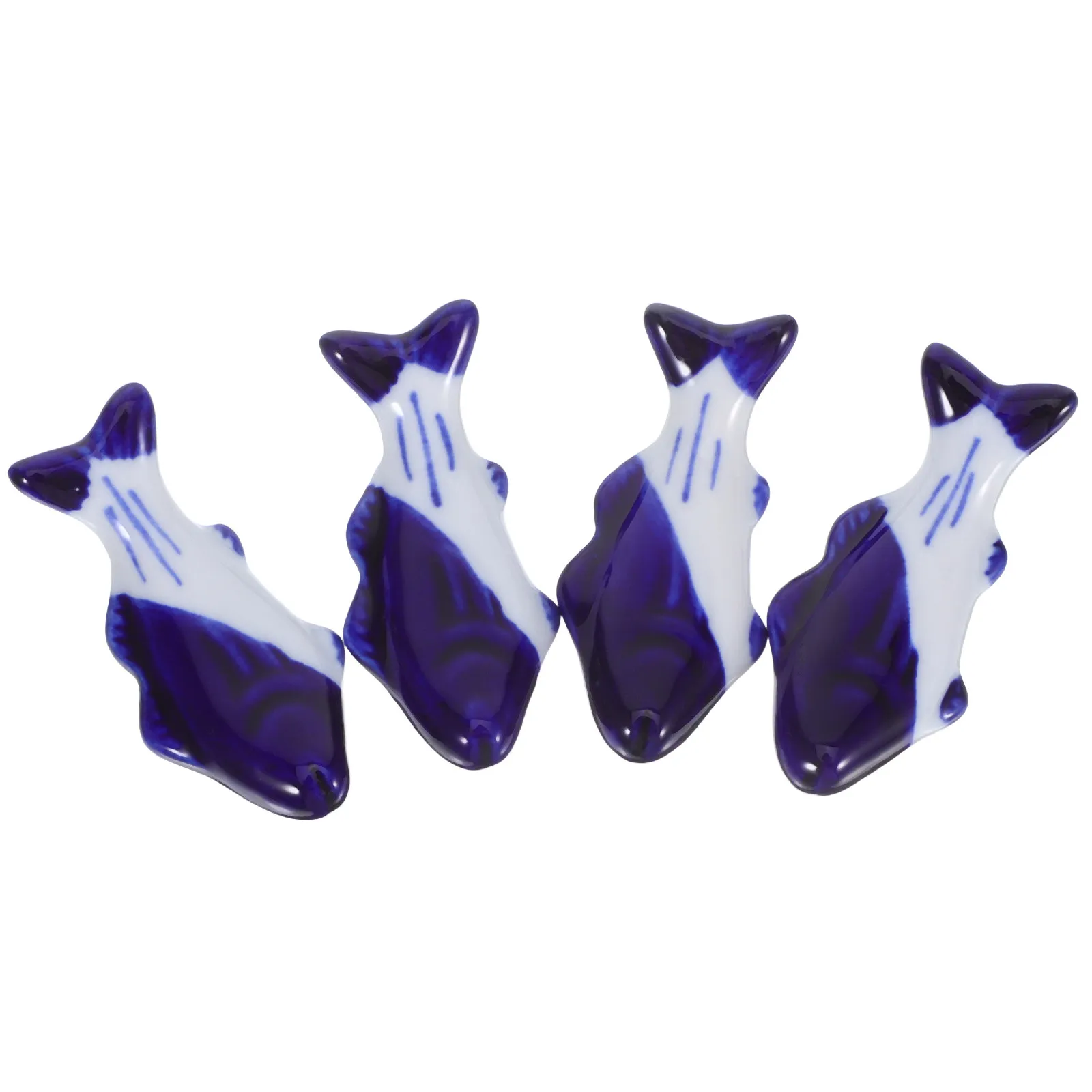 4Pcs Ceramic Fish Shape Brush Holder Stable Calligraphy Desk Pen Stand Cute Paintbrush Rest Small Pencil Holder Office Desk