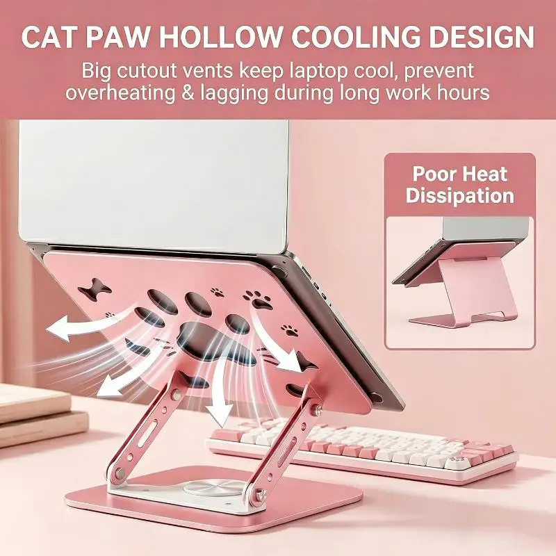 Portable Cat Paw Tablet Stand Adjustable Heat Dissipation Tablet Holder Multi Angle Metal Tablet Phone Bracket Universal