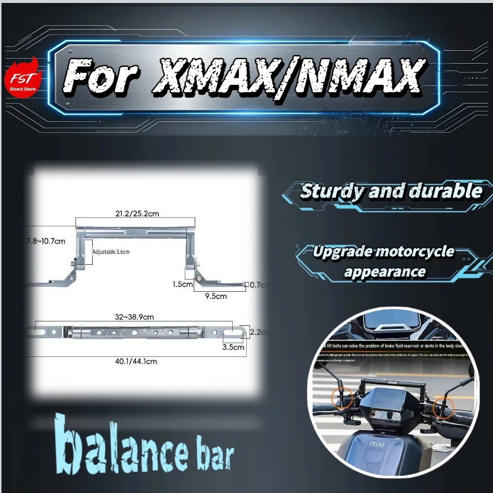 For XMAX NMAX Adjustable Aluminum Windshield Cross Bar Multifunction Phone Navigation Mount Scooter Mod Accessories