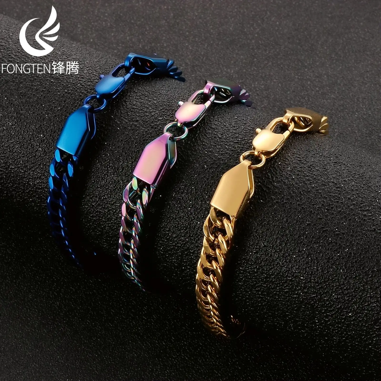 Fongten Young-pulsera energética de acero inoxidable para hombre, correa de reloj tejida Punk para caballero, cadena, joyería de moda, regalos de cumpleaños