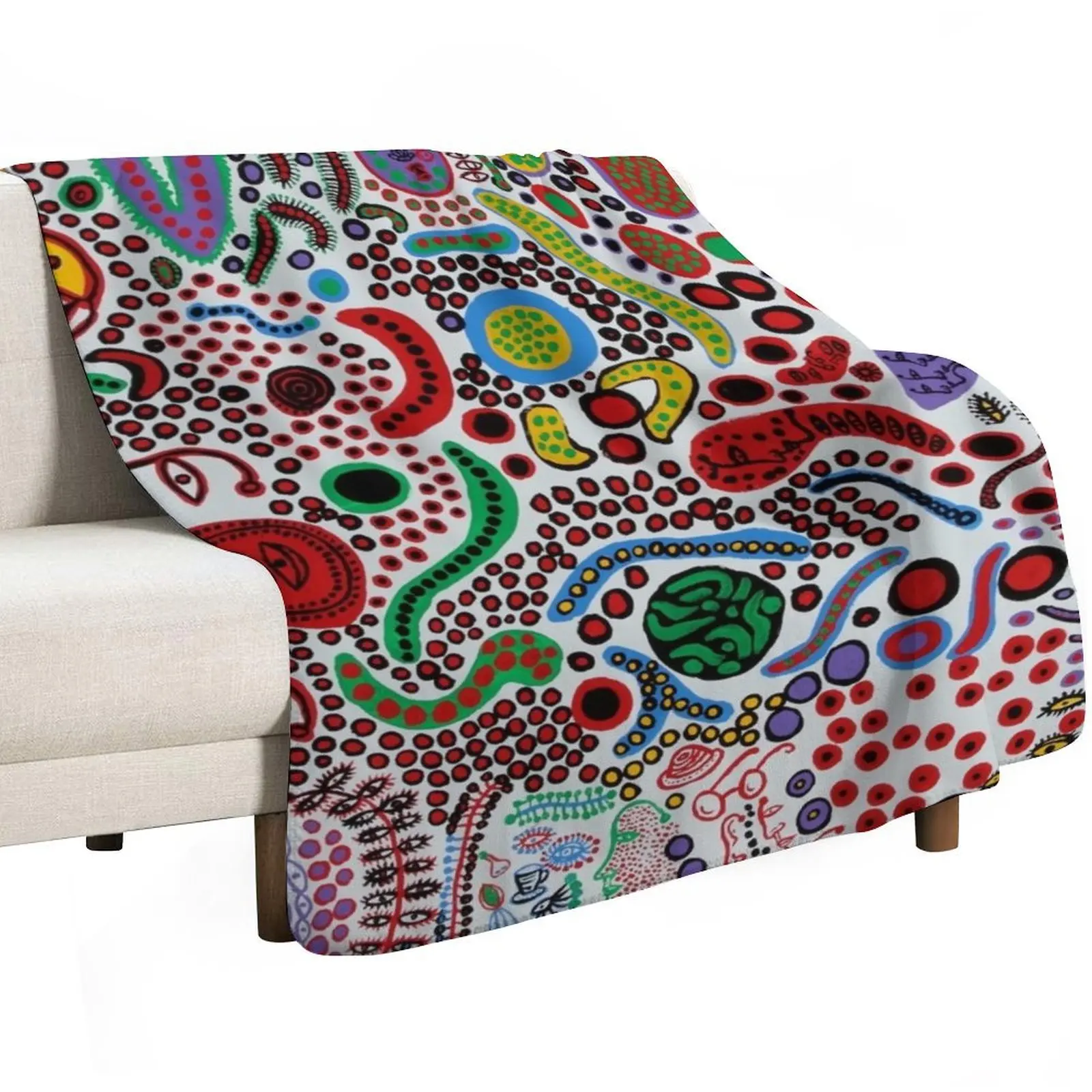 Yayoi Kusama Endless Life of People Throw Blanket Cute Plaid Beach Softest Weighted Plaid on the sofa warm for winter Blankets