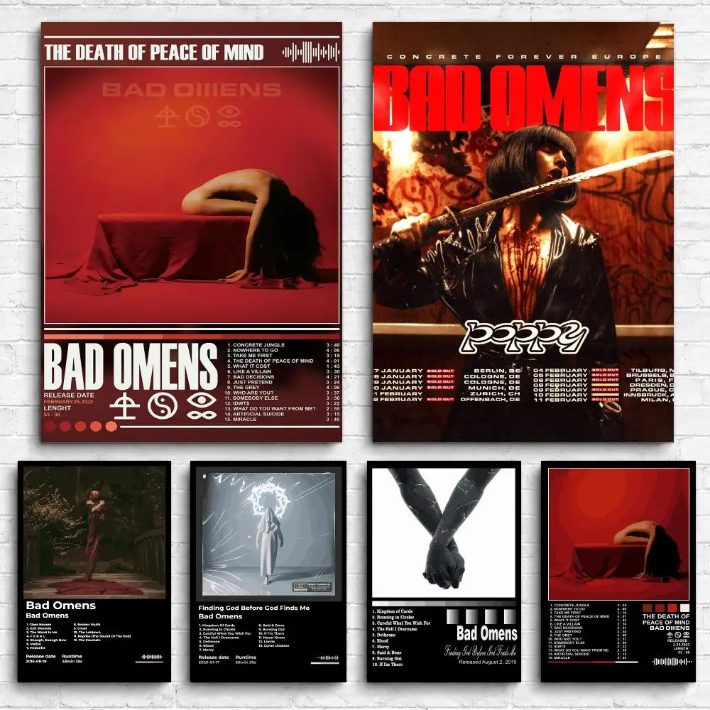 Band Music Album B-Bad O-Omens Framed Wall Painting Canvas Poster Ready to Hang Wall Art for Bedroom Living Room Home Decor Gift