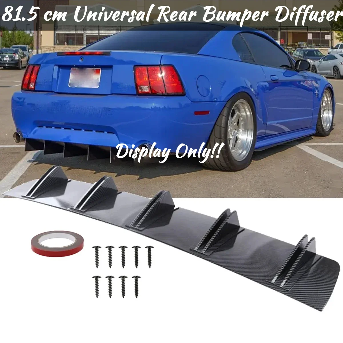 81.5cm Universal Rear Bumper Diffuser 5 Shark Fin Curved Splitter Canard Cover For 1999-2004 Ford Mustang Car Accessories