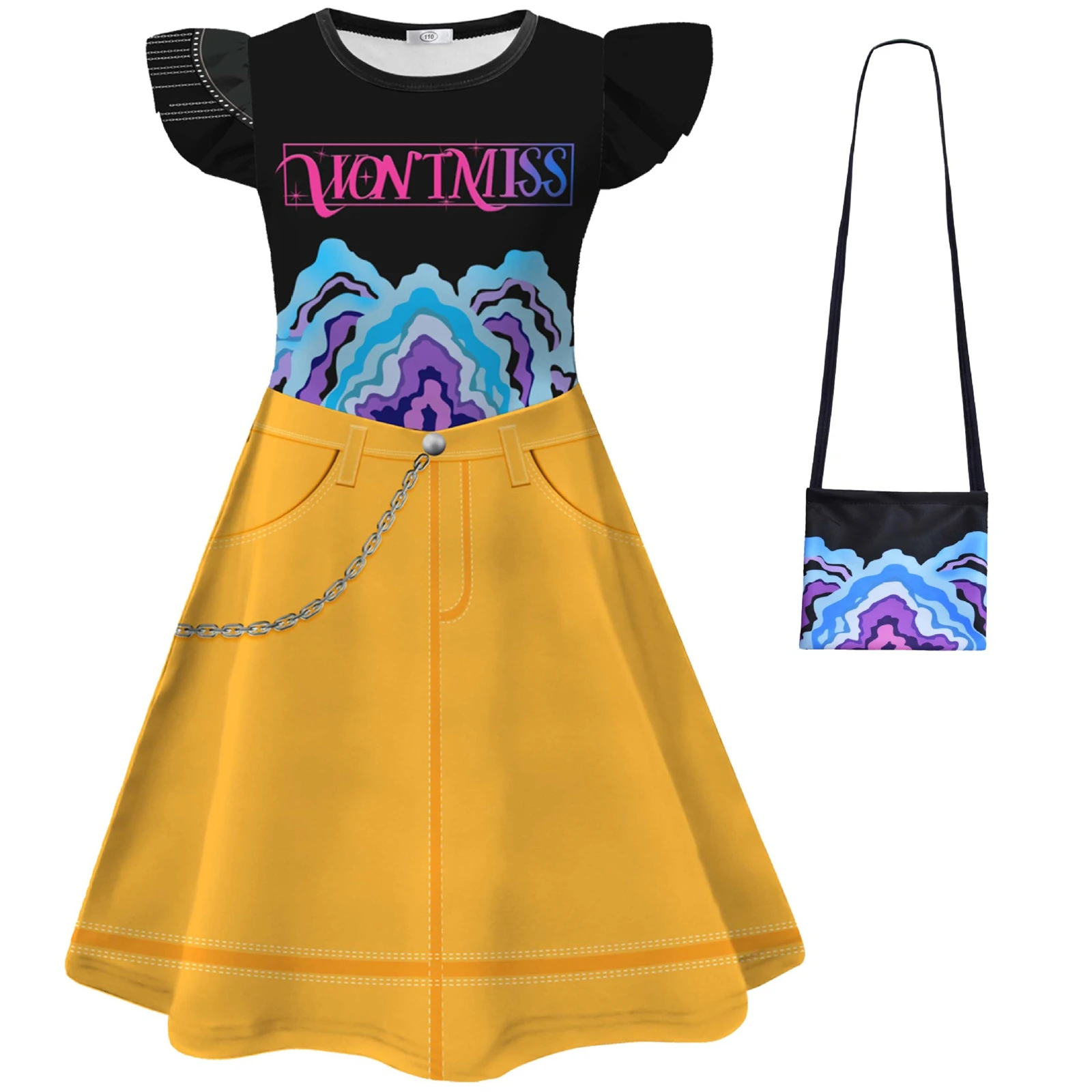 

K-Pop Zoey Rumi Mira Children Cosplay Costume Girl Flying Sleeve Milk Silk Dress 3D Printed Casual Dress Halloween Costume