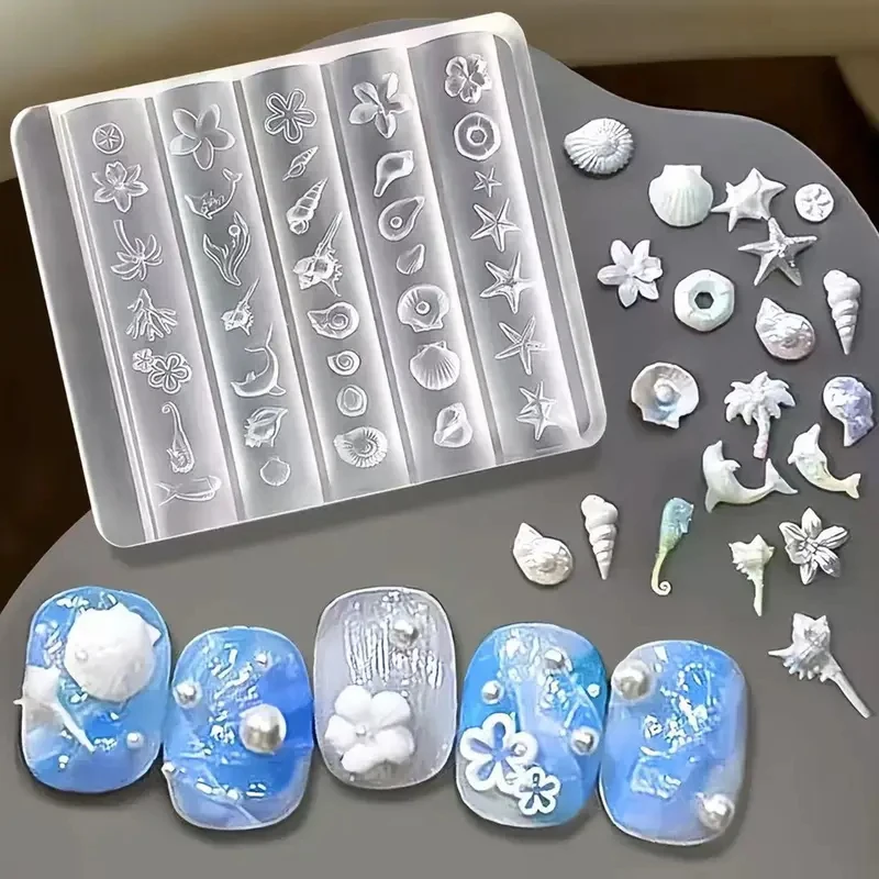 1 قطعة ثلاثية الأبعاد نجم البحر قذيفة زهرة دولفين مسمار قالب من السيليكون لينة ختم لوحات DIY بها بنفسك اليدوية أداة المحيط محارة قالب أدوات مانيكير