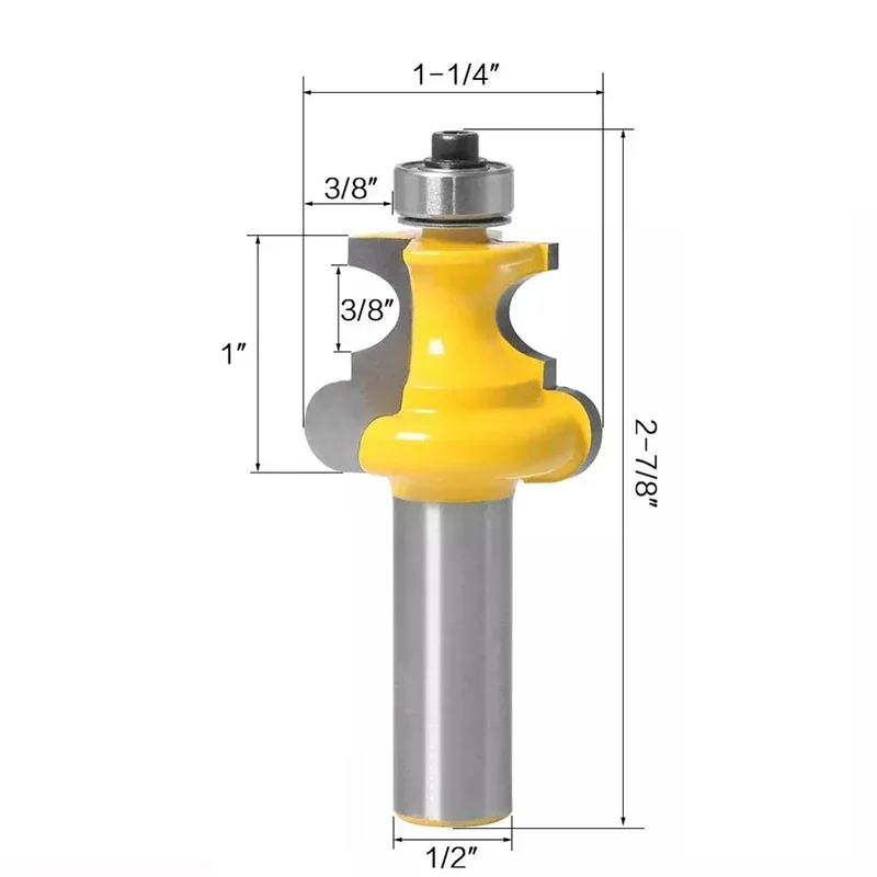 1pc 12mm 1/2" Shank Bead Molding Router Bit Flute & Beading Line Woodworking Tenon Milling Cutter for Wood Tools