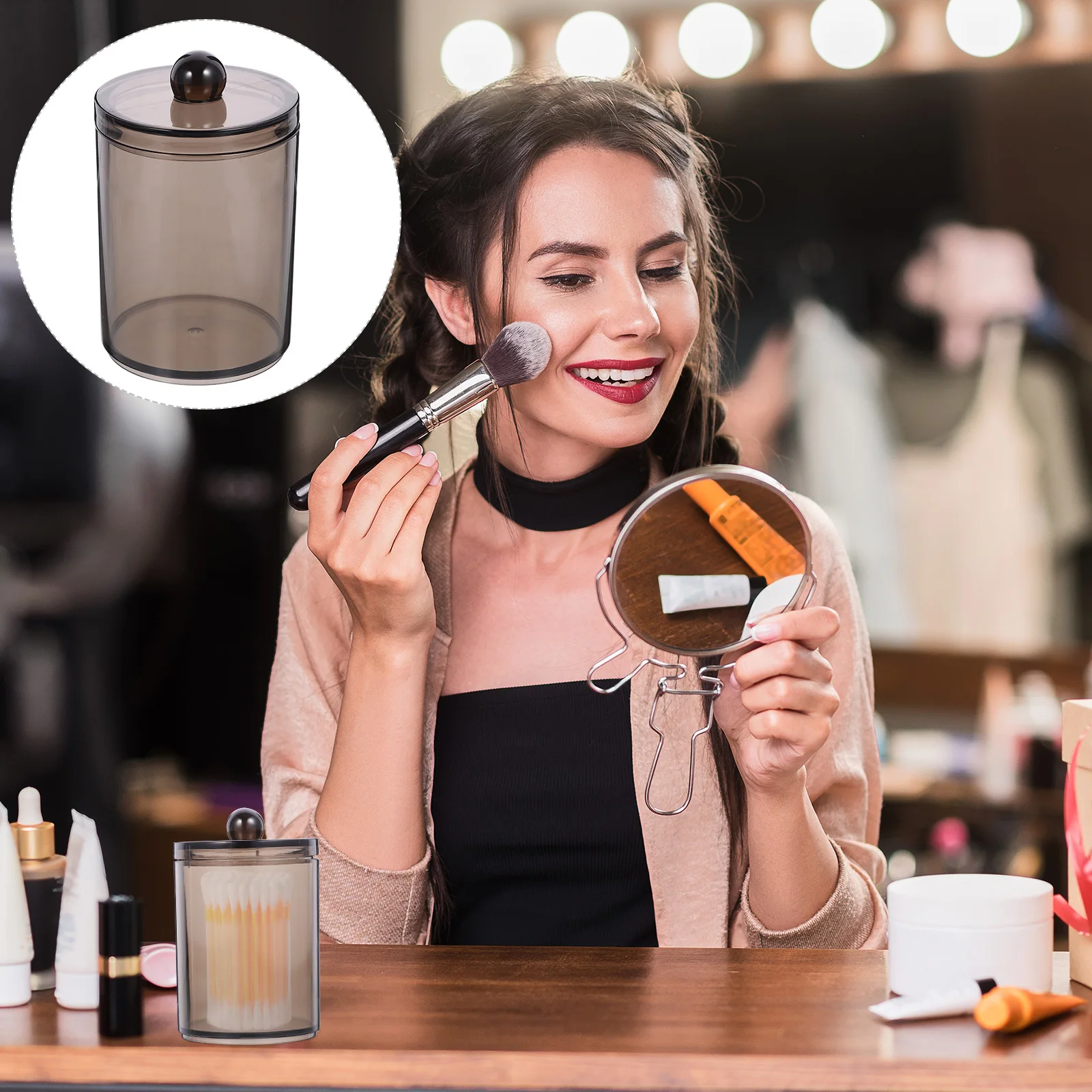 

4Pcs Cotton Swab Box Organizer with Lid Compact Bathroom Storage Jars for Cotton Balls Cosmetics Jewelry Dispenser Holder