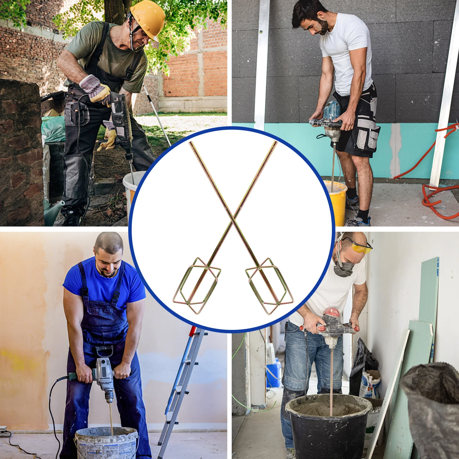 시멘트 페인트 에폭시 합금 전기 드릴 액세서리 용 혼합 2개 드릴 교반 스틱 내마모성 전동 공구