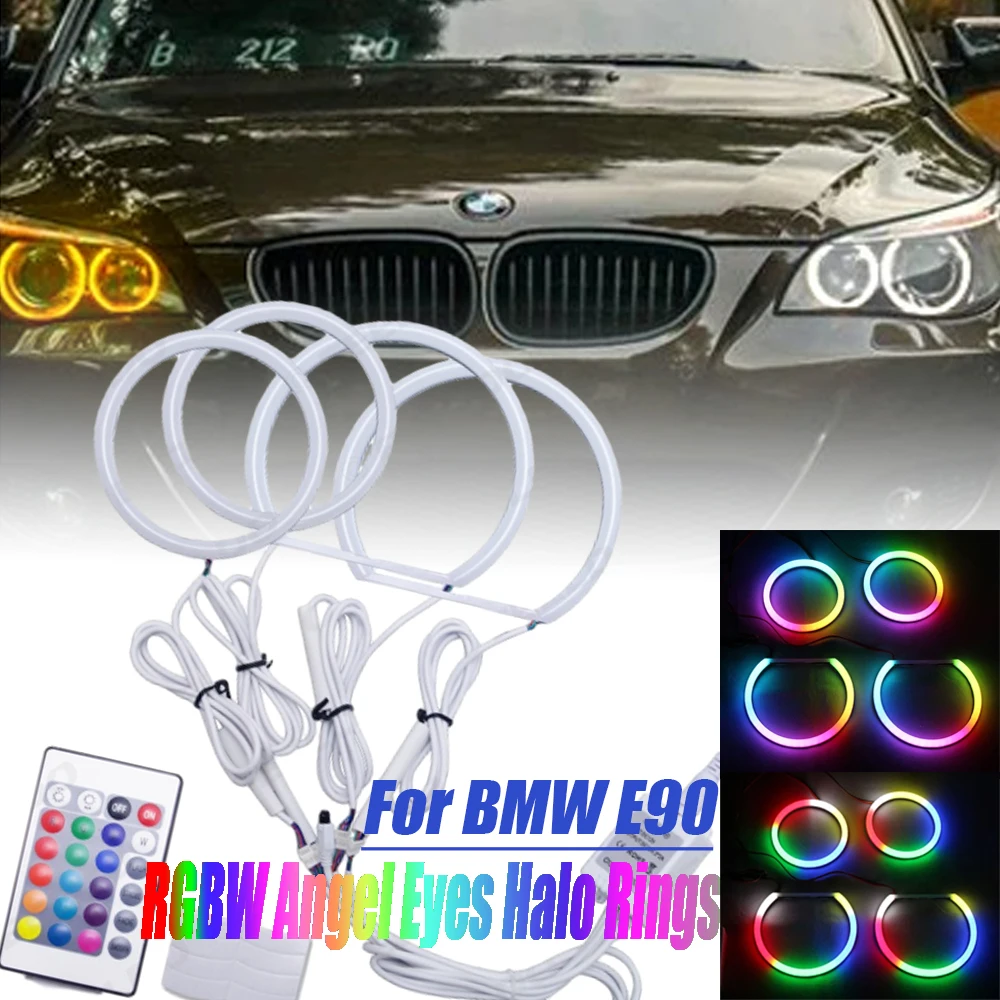 

4 шт. RGBW ангельские глазки комплект Halo Rings хлопковый свет для BMW E90 динамические дневные ходовые огни Bluetooth управление через приложение автомобильные аксессуары