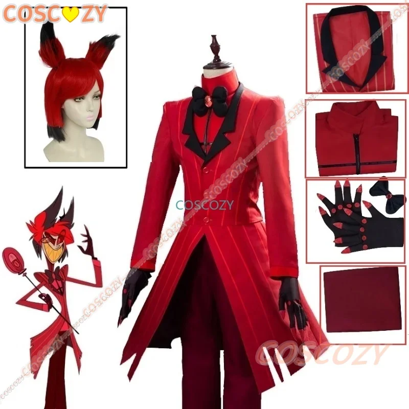 

Alastor Cosplay Costume Wig Hazbin Anime Hotel Devil Radio Demon Uniform Accessories Halloween Christmas Carnival Full Set Cos